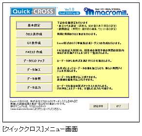 クイッククロスメニュー画面