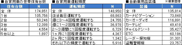 自動車保有モニタ詳細項目例