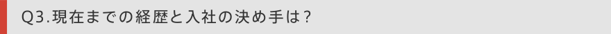 Q3 現在までの経歴と入社の決め手は？