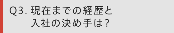 Q3. 現在までの経歴と入社の決め手は？