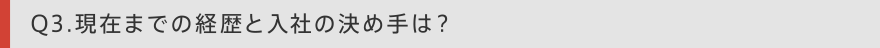 Q3. 現在までの経歴と入社の決め手は？